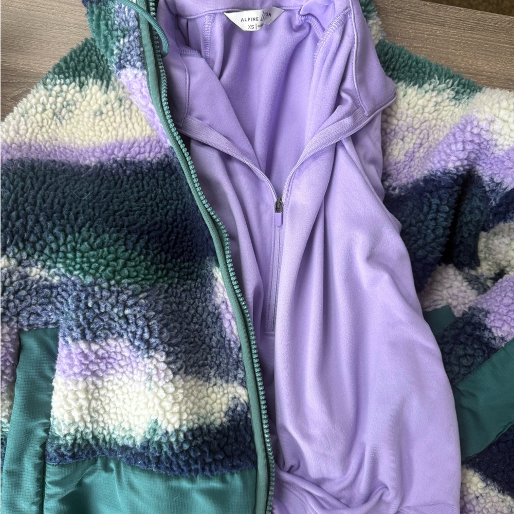 Alpine Women's Colorful Sherpa Jacket and matching quarter zip